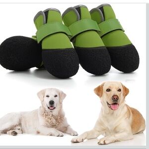 DOGOYS Dog Shoes Waterproof, Non-Slip 2 Sets Orange and Green - 8 PCS- Size 5